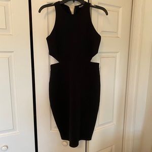 Express fitted side slit black dress